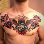 inkin - tatouage old school aigle éclairs diamants sur chest.jpg