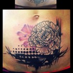inkin - tatouage graphique fleur sur ventre - badabing tattoo shop.jpg