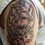 inkin - tatouage voilier sur épaule - black rain tattoo.jpg