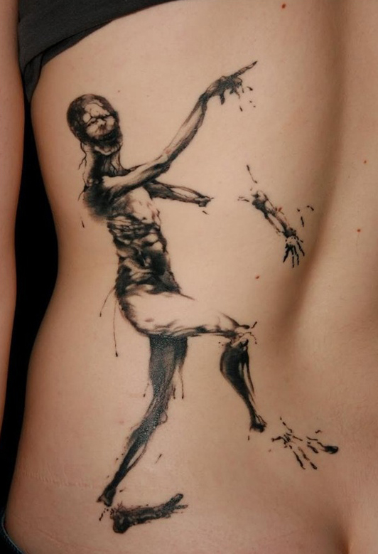 inkin - tatouage zombie graphique morceaux sur dos